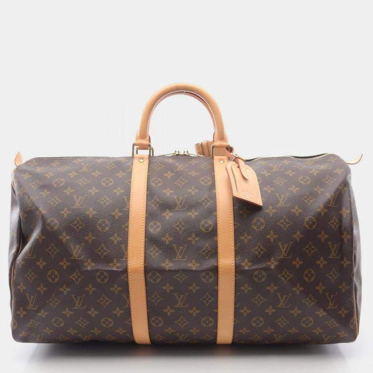 Pre Owned Louis Vuitton Keepall 55 Travel Handbag  Monogram Canvas