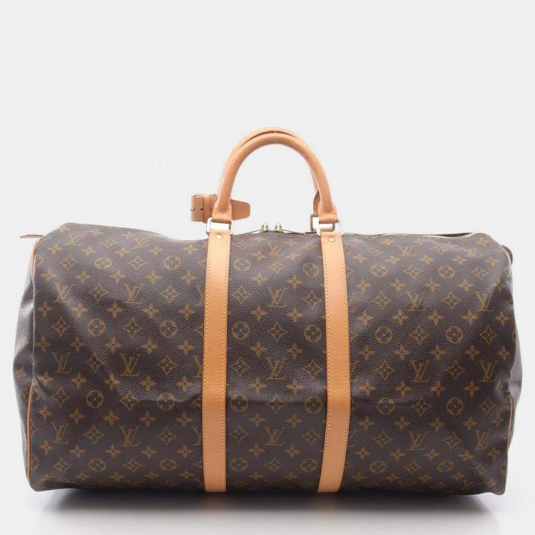 Pre Owned Louis Vuitton Keepall 55 Traveling Handbag  Monogram Canvas