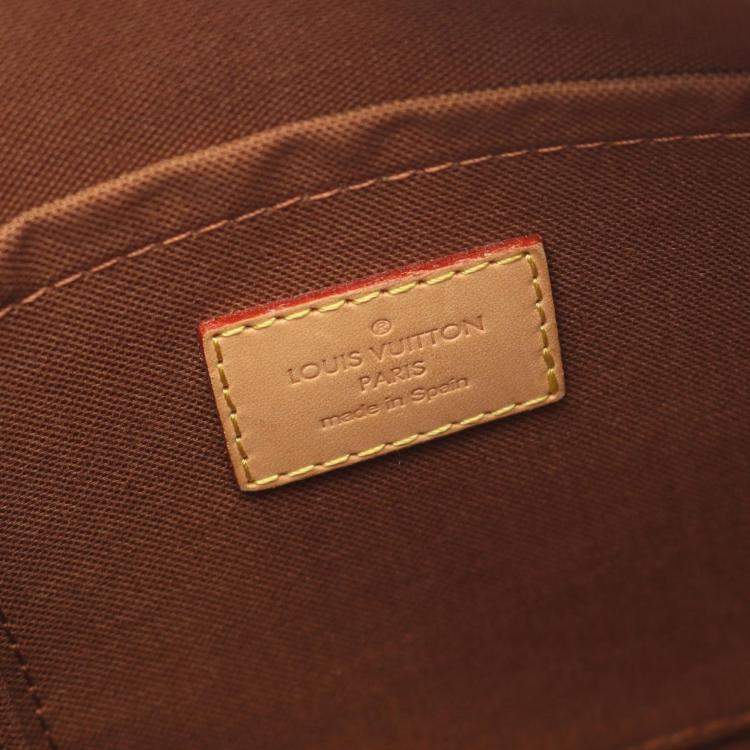 Pre Owned Louis Vuitton Odeon Pm Shoulder Bag  Monogram Canvas Leather Brown