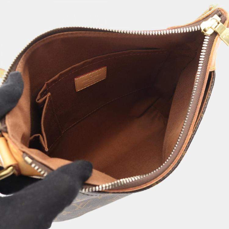 Pre Owned Louis Vuitton Odeon Pm Shoulder Bag  Monogram Canvas Leather Brown