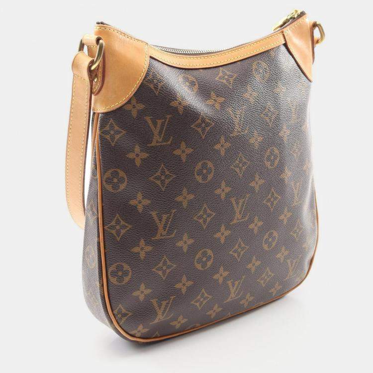 Pre Owned Louis Vuitton Odeon Pm Shoulder Bag  Monogram Canvas Leather Brown