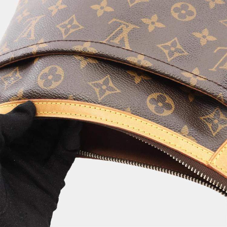 Pre Owned Louis Vuitton Odeon Pm Shoulder Bag  Monogram Canvas Leather Brown