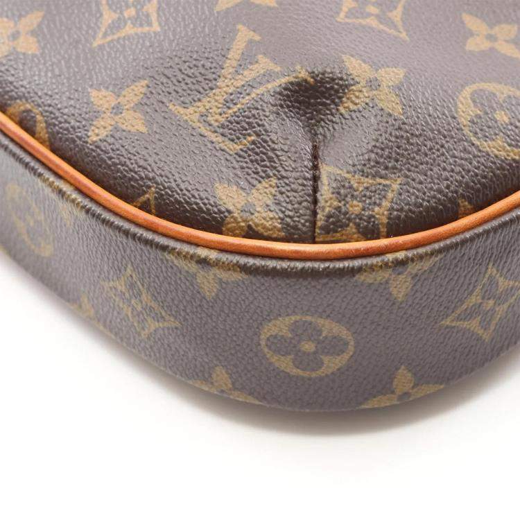 Pre Owned Louis Vuitton Odeon Pm Shoulder Bag  Monogram Canvas Leather Brown