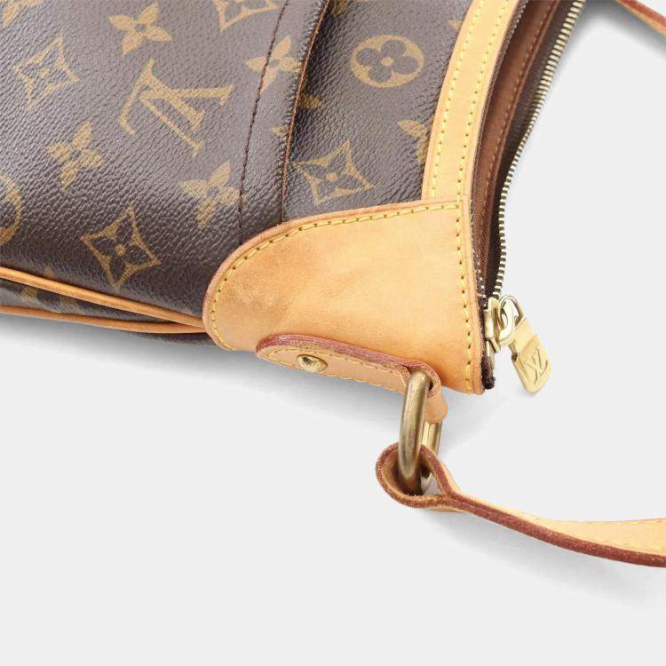 Pre Owned Louis Vuitton Odeon Pm Shoulder Bag  Monogram Canvas Leather Brown