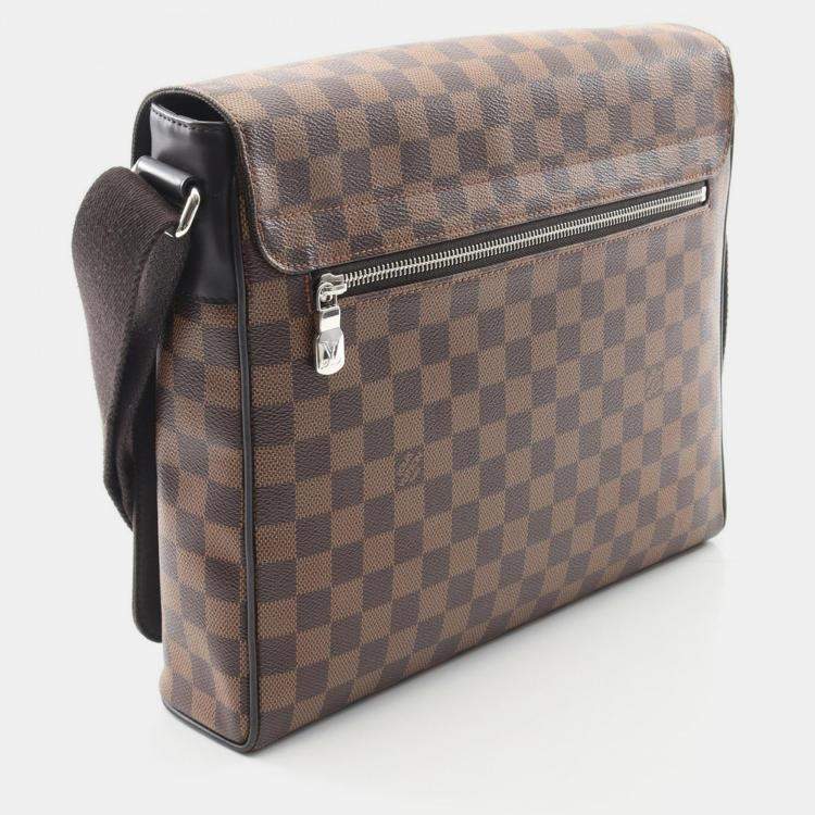 Pre Owned Louis Vuitton District Mm Nm Shoulder Bag  Damier Canvas Brown Ebene