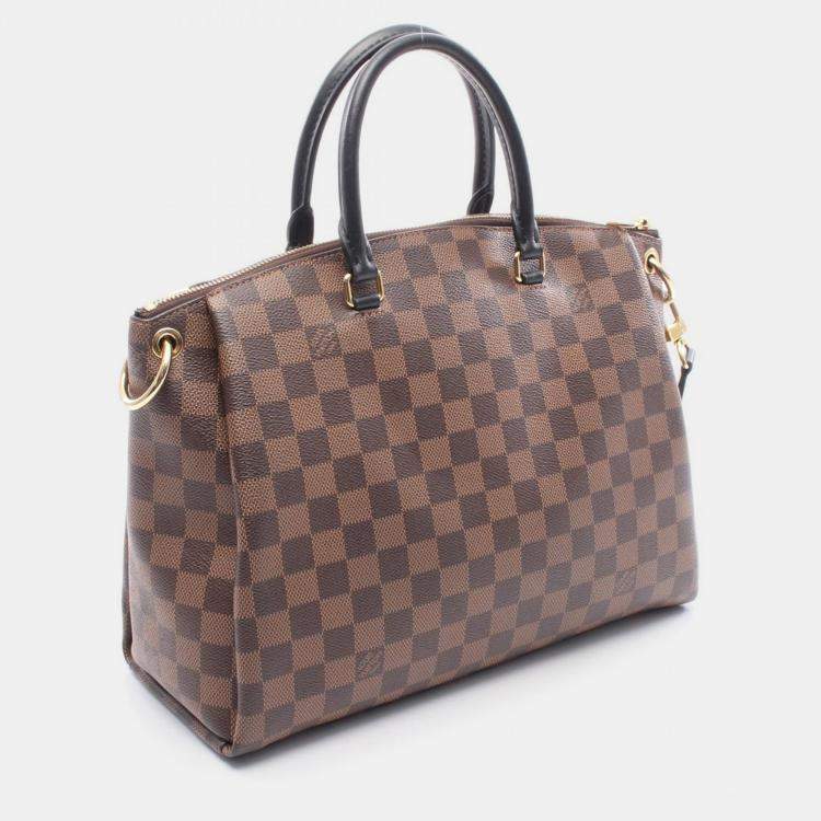 Pre Owned Louis Vuitton Odeon MM Brown Damier Canvas Leather Shoulder Bag