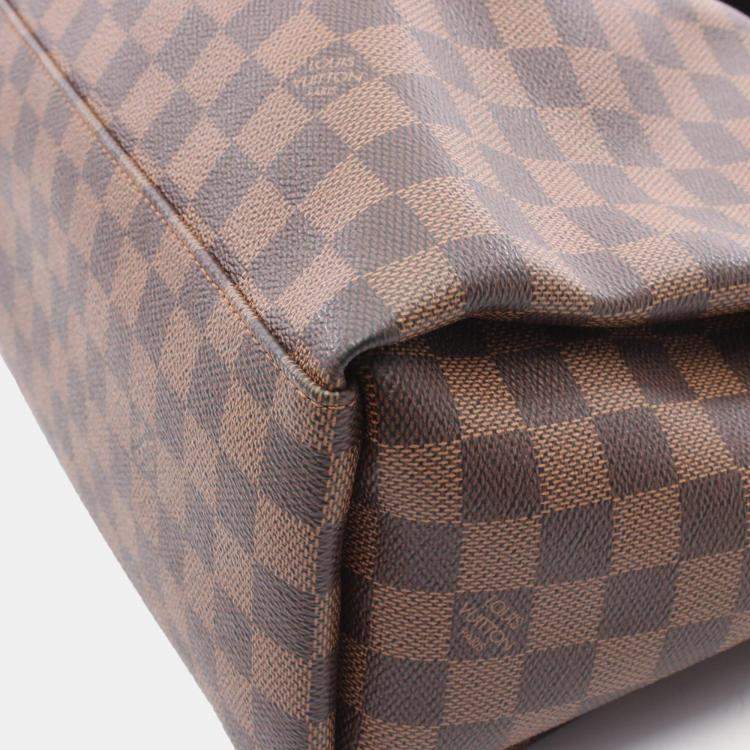 Pre Owned Louis Vuitton Odeon MM Brown Damier Canvas Leather Shoulder Bag
