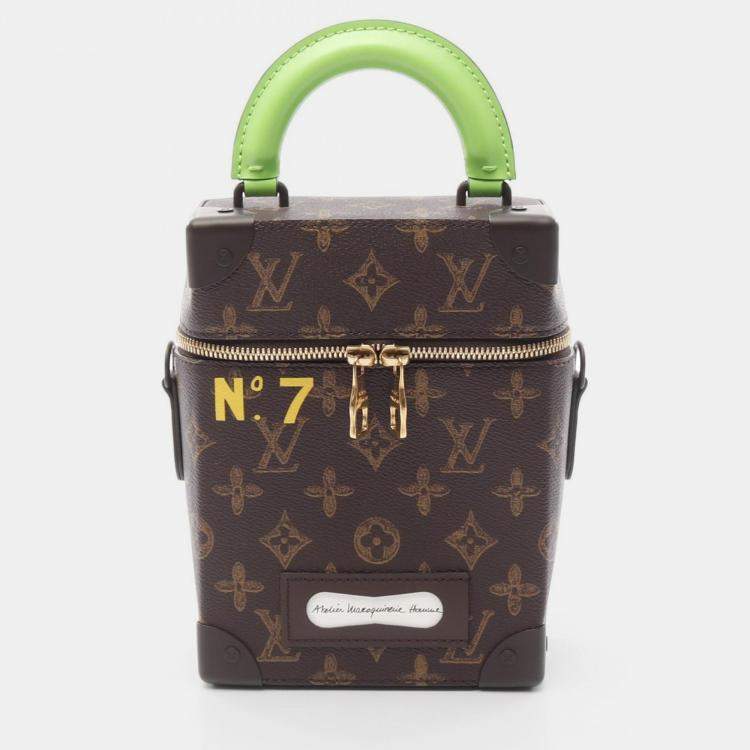 Pre Owned Louis Vuitton Vertical Box Trunk Brown/Green Monogram Canvas Shoulder Handbag
