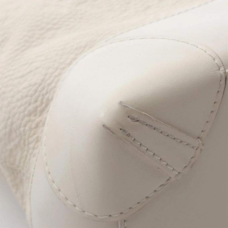 Pre Owned Louis Vuitton Steamer PM White Monogram Empreinte Leather Handbag