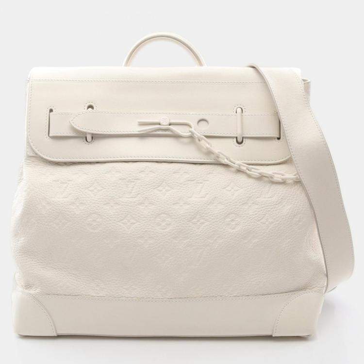 Pre Owned Louis Vuitton Steamer PM White Monogram Empreinte Leather Handbag