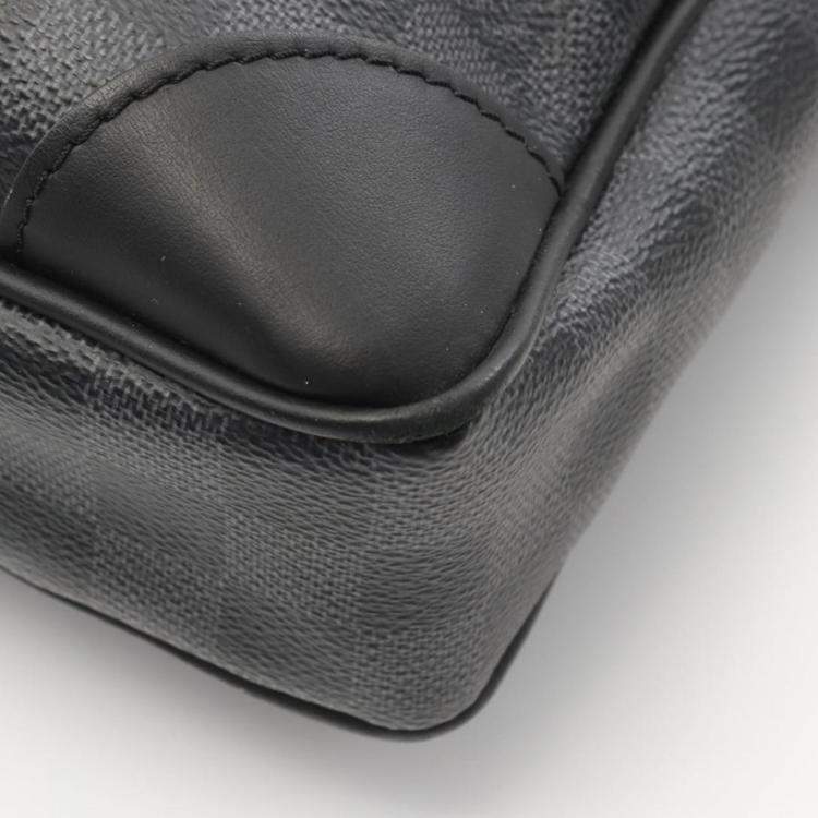 Pre Owned Louis Vuitton Porto-Document Voyage Black Damier Graphite Shoulder Bag