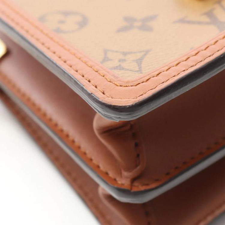 Pre Owned Louis Vuitton Dauphine Mini Monogram Reverse Canvas Leather Shoulder Bag