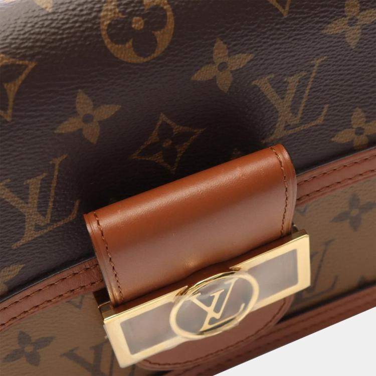 Pre Owned Louis Vuitton Dauphine Mini Monogram Reverse Canvas Leather Shoulder Bag