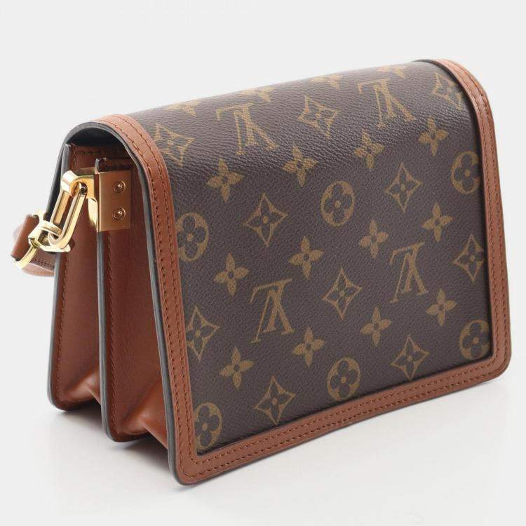 Pre Owned Louis Vuitton Dauphine Mini Monogram Reverse Canvas Leather Shoulder Bag