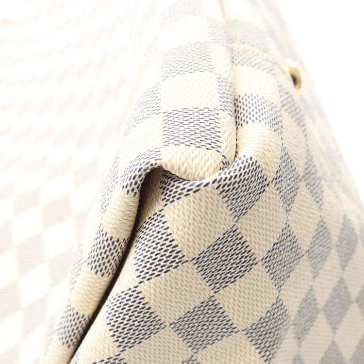 Pre Owned Louis Vuitton Artsy MM White Damier Azur Canvas Leather Shoulder Bag