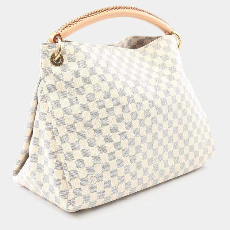 Pre Owned Louis Vuitton Artsy MM White Damier Azur Canvas Leather Shoulder Bag