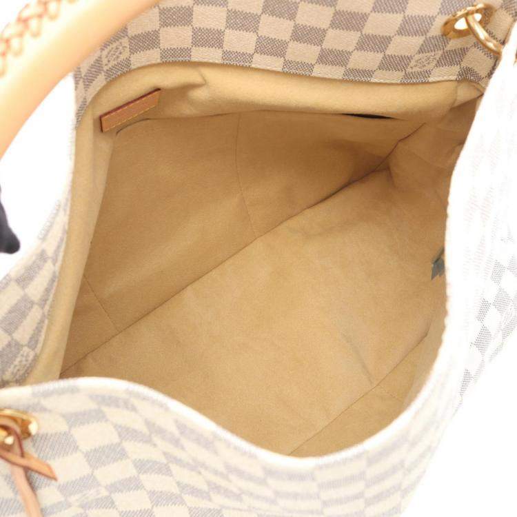 Pre Owned Louis Vuitton Artsy MM White Damier Azur Canvas Leather Shoulder Bag