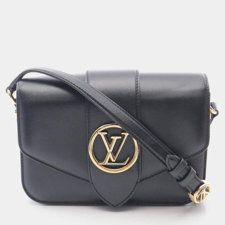 Pre Owned Louis Vuitton Pont 9 Black Leather Shoulder Crossbody Bag