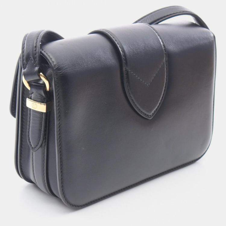 Pre Owned Louis Vuitton Pont 9 Black Leather Shoulder Crossbody Bag