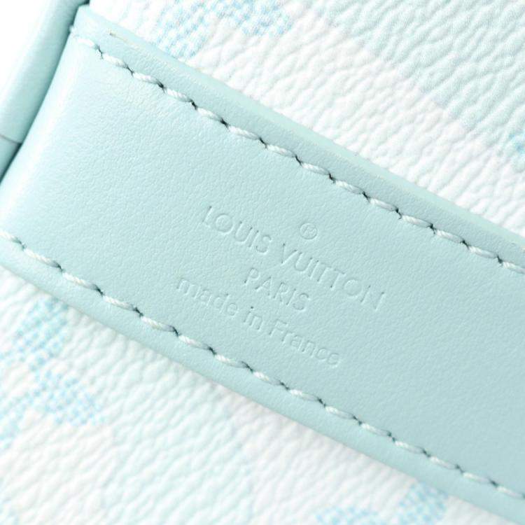 Pre Owned Louis Vuitton Aquagarden Keepall Bandouliere 25 Blue Monogram Canvas Shoulder Bag