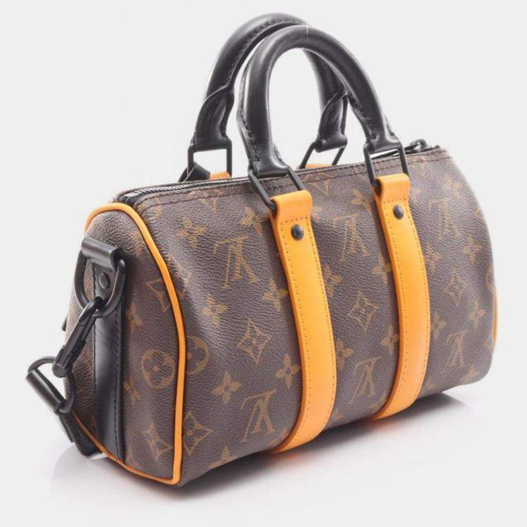 Pre Owned Louis Vuitton Keepall Bandoulière 25 Monogram Macassar Brown Shoulder Bag