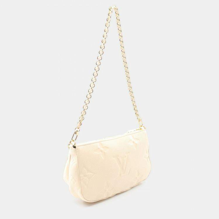 Pre Owned Louis Vuitton Multi Pochette Accessoires Monogram Empreinte Beige Shoulder Bag