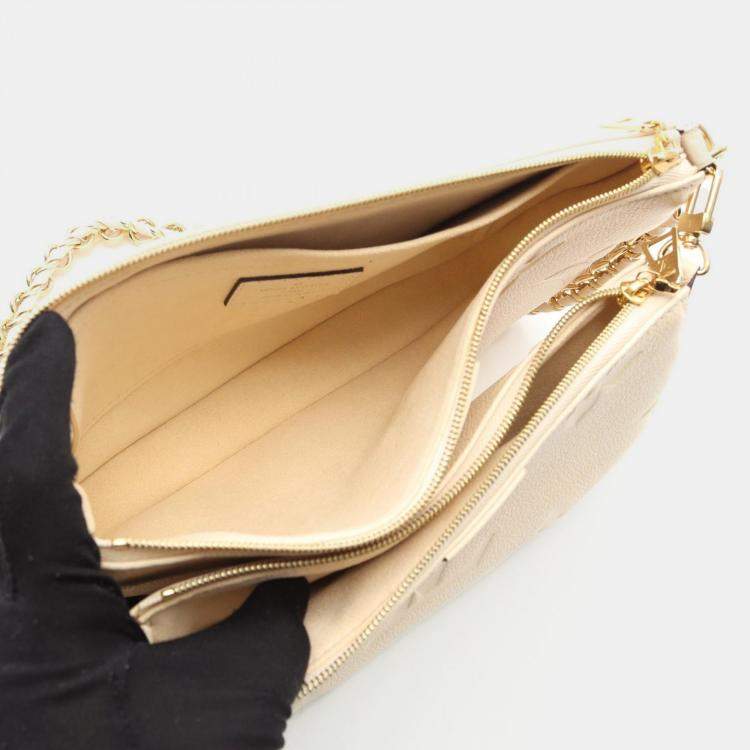 Pre Owned Louis Vuitton Multi Pochette Accessoires Monogram Empreinte Beige Shoulder Bag