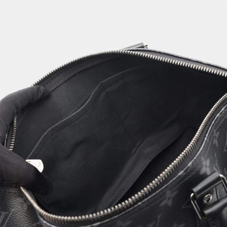 Pre Owned Louis Vuitton Keepall Bandoulière 35 Monogram Eclipse Black Shoulder Handbag