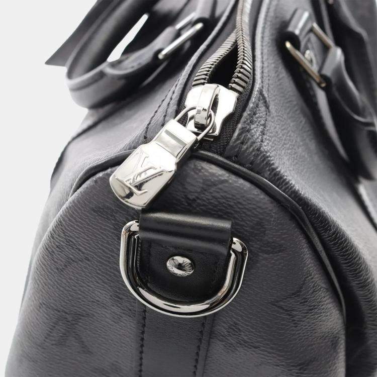 Pre Owned Louis Vuitton Keepall Bandoulière 35 Monogram Eclipse Black Shoulder Handbag