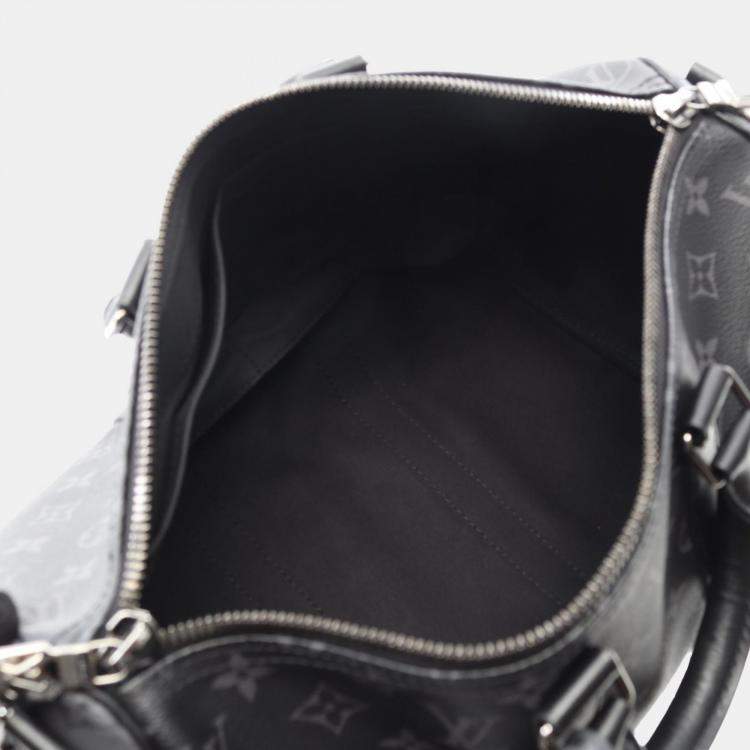 Pre Owned Louis Vuitton Keepall Bandoulière 35 Monogram Eclipse Black Shoulder Handbag