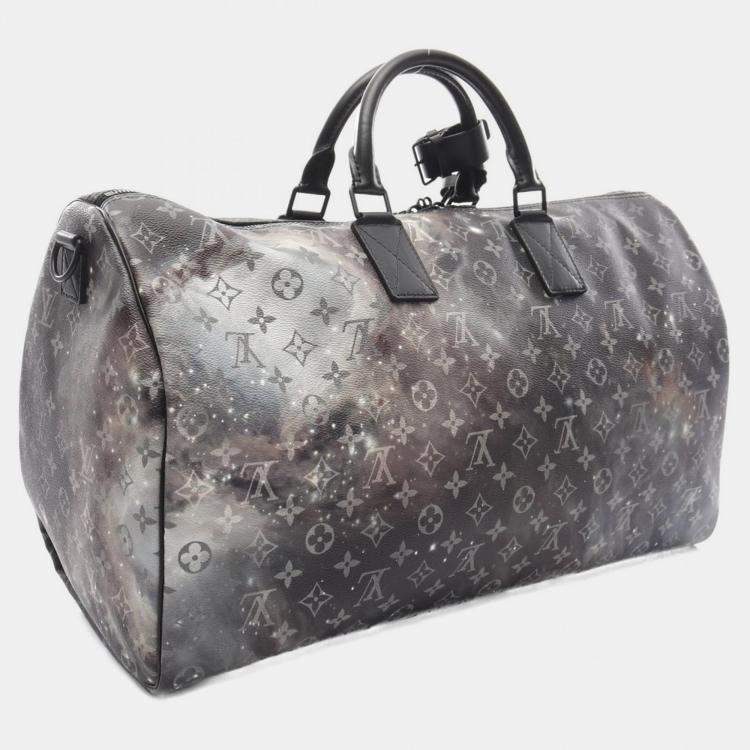 Pre Owned Louis Vuitton Keepall Bandouliere 50 Black Monogram Galaxy Shoulder Bag