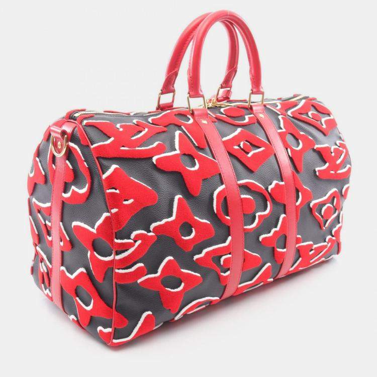 Pre Owned Louis Vuitton X UF Keepall Bandoulière 45 Black/Red Shoulder Bag