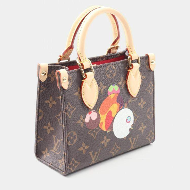 Pre Owned Louis Vuitton Onthego BB Takeshi Murakami Brown Monogram Canvas Tote Bag
