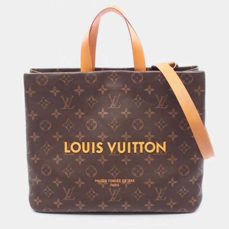 Pre Owned Louis Vuitton Shopper MM Brown Monogram Canvas Tote Bag