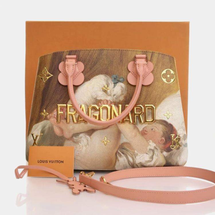 Pre Owned Louis Vuitton x Jeff Koons Masters Fragonard Montaigne MM Pink/Brown Leather Satchel Bag
