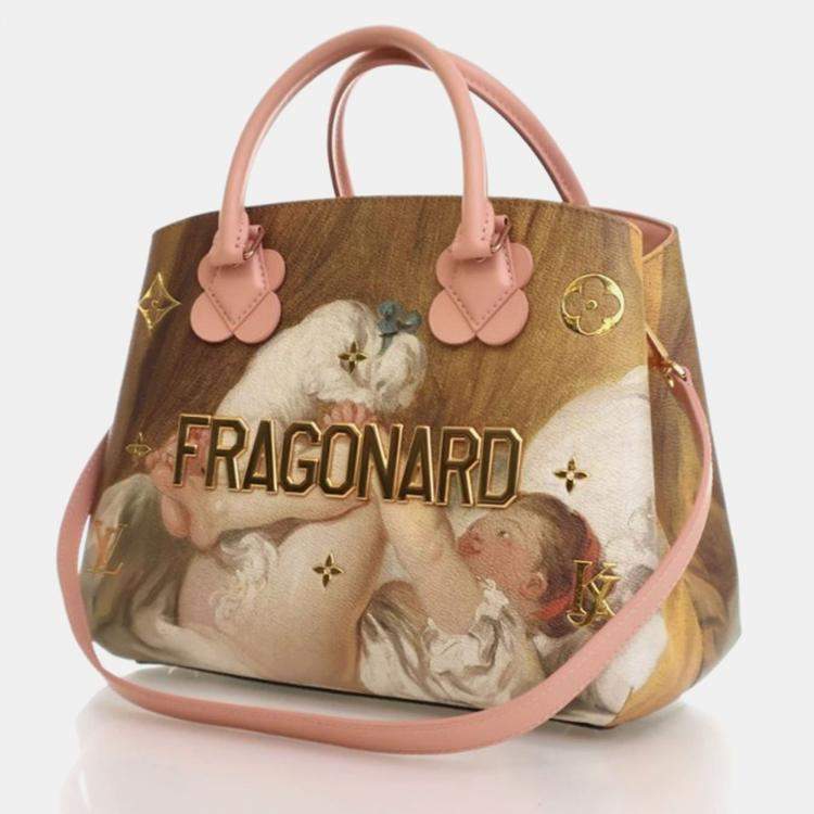 Pre Owned Louis Vuitton x Jeff Koons Masters Fragonard Montaigne MM Pink/Brown Leather Satchel Bag