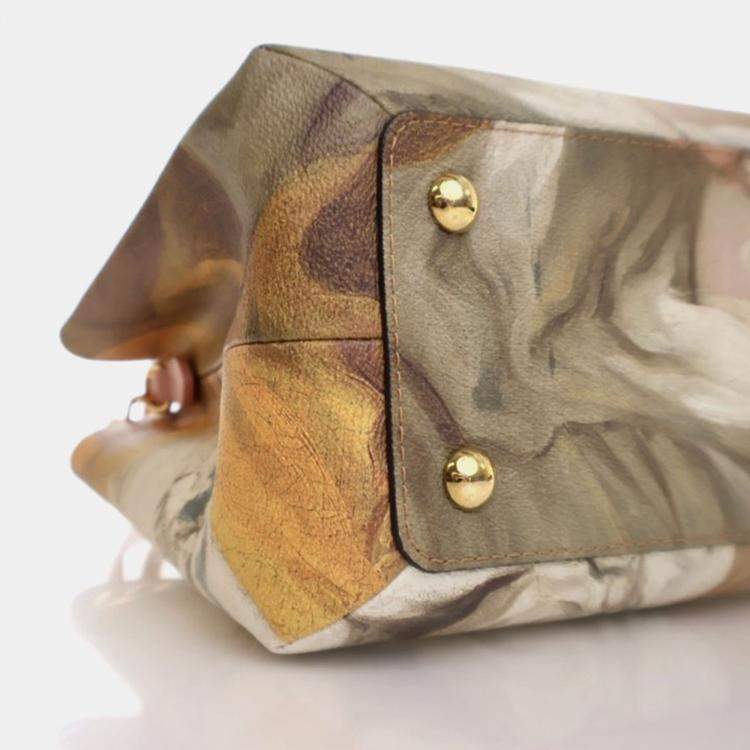 Pre Owned Louis Vuitton x Jeff Koons Masters Fragonard Montaigne MM Pink/Brown Leather Satchel Bag