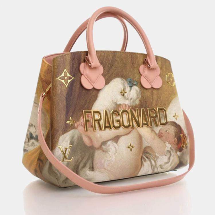 Pre Owned Louis Vuitton x Jeff Koons Masters Fragonard Montaigne MM Pink/Brown Leather Satchel Bag