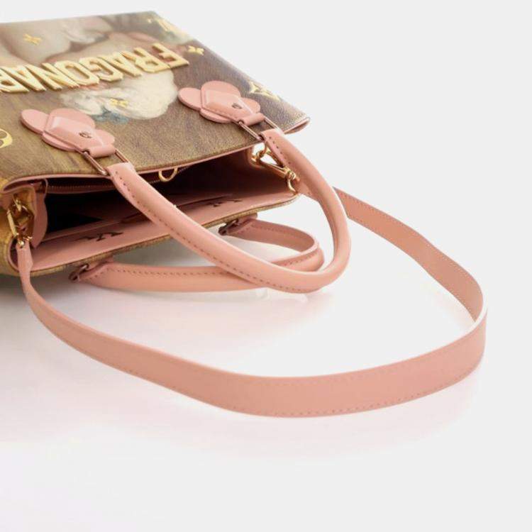 Pre Owned Louis Vuitton x Jeff Koons Masters Fragonard Montaigne MM Pink/Brown Leather Satchel Bag