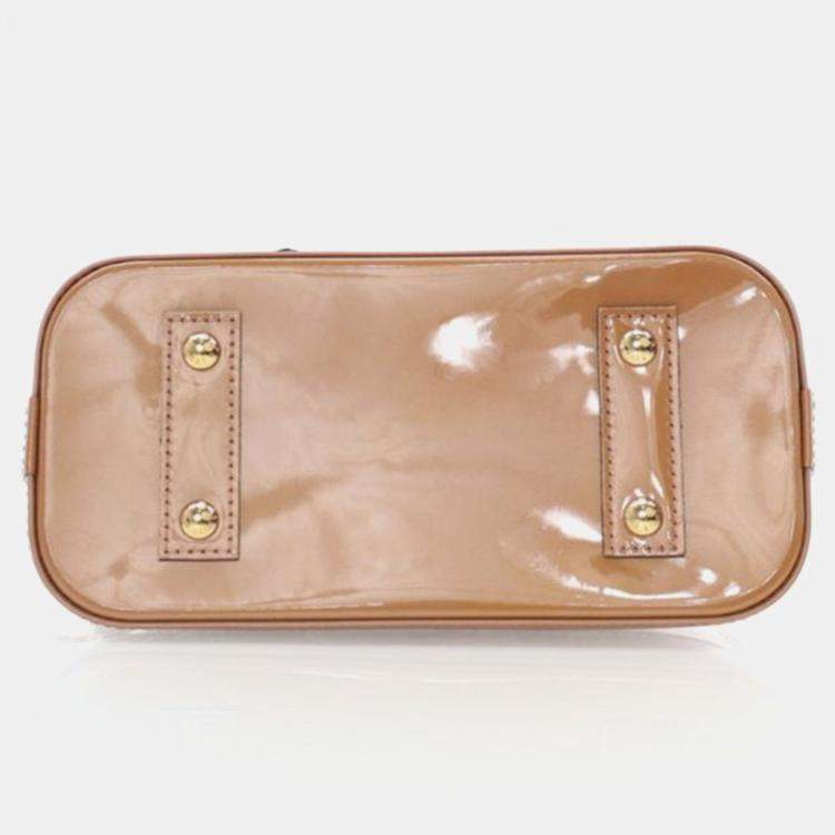 Pre Owned Louis Vuitton Alma BB Beige Patent Leather Shoulder Bag