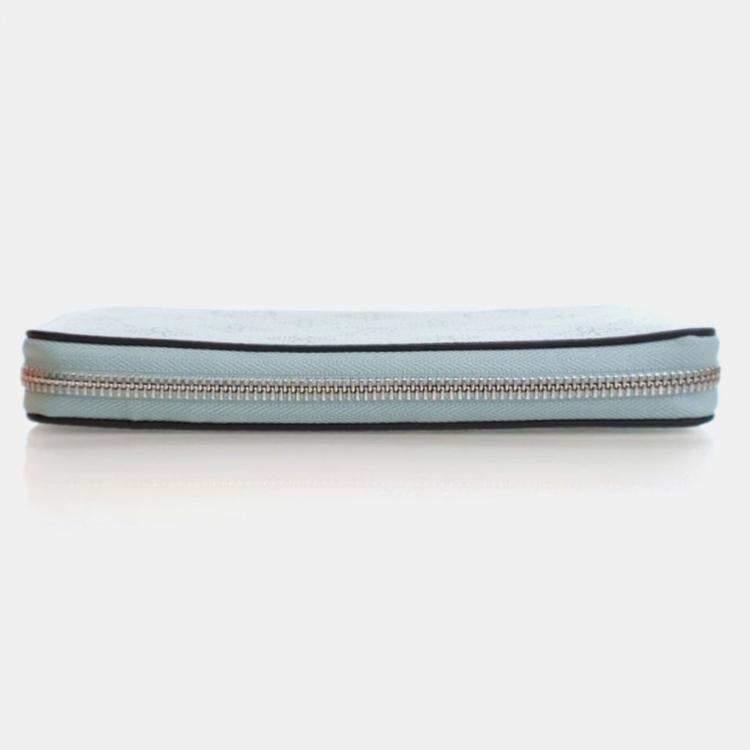Pre Owned Louis Vuitton Zippy Blue Mahina Leather Wallet