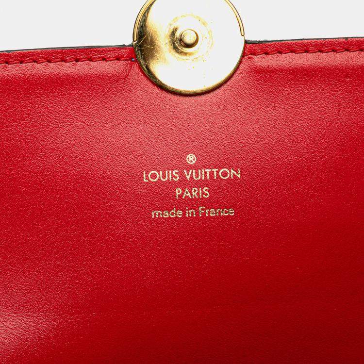 Pre Owned Louis Vuitton Blue Monogram Denim Patchwork Fiore Chain Wallet