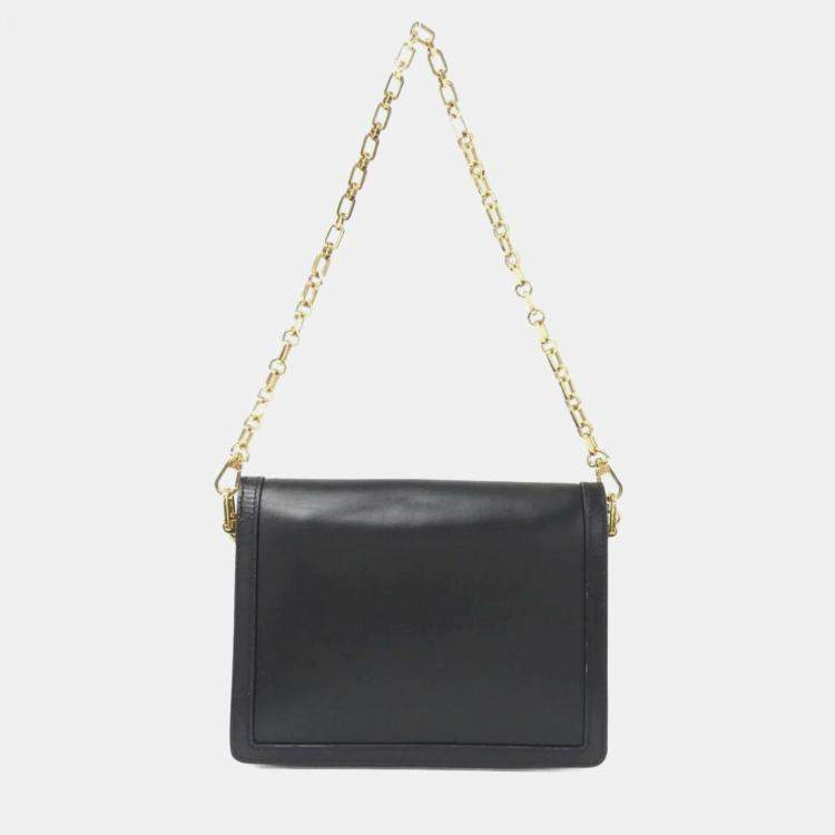 Pre Owned Louis Vuitton Dauphine MM Black Leather Shoulder Bag