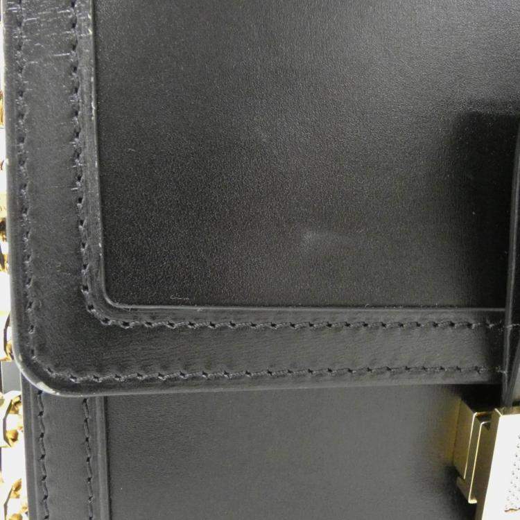 Pre Owned Louis Vuitton Dauphine MM Black Leather Shoulder Bag