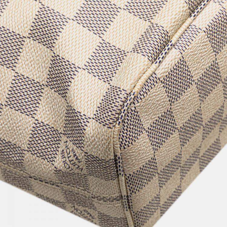 Pre Owned Louis Vuitton White Damier Azur Neverfull PM