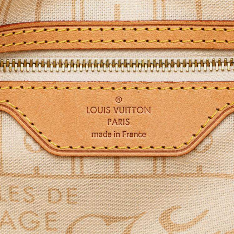 Pre Owned Louis Vuitton White Damier Azur Neverfull PM