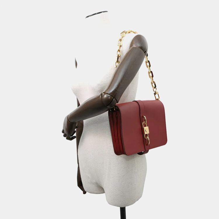 Pre Owned Louis Vuitton Rendezvous Red Leather Shoulder Bag