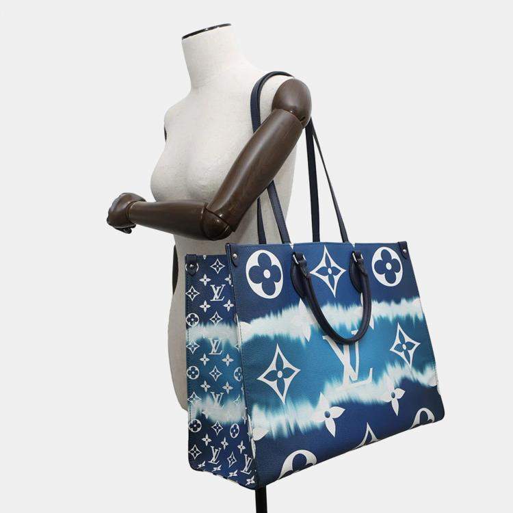 Pre Owned Louis Vuitton OnTheGo Blue Monogram LV Escale Size GM