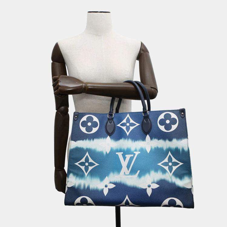 Pre Owned Louis Vuitton OnTheGo Blue Monogram LV Escale Size GM