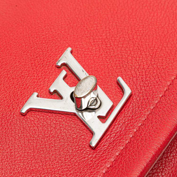 Pre Owned Louis Vuitton Red Calf Leather Lockme II BB